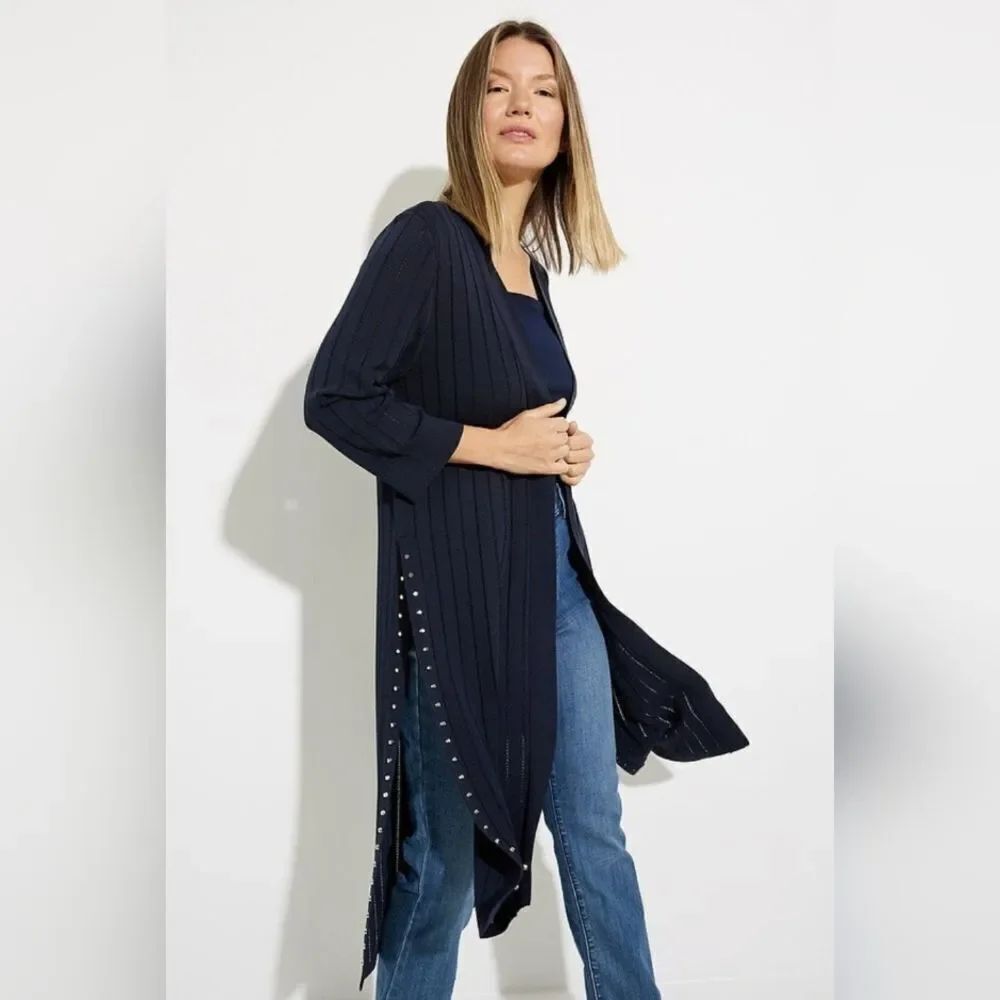 Joseph Ribkoff Studded Rock Cozy Dark Academia Long Glam Sparkle Cardigan